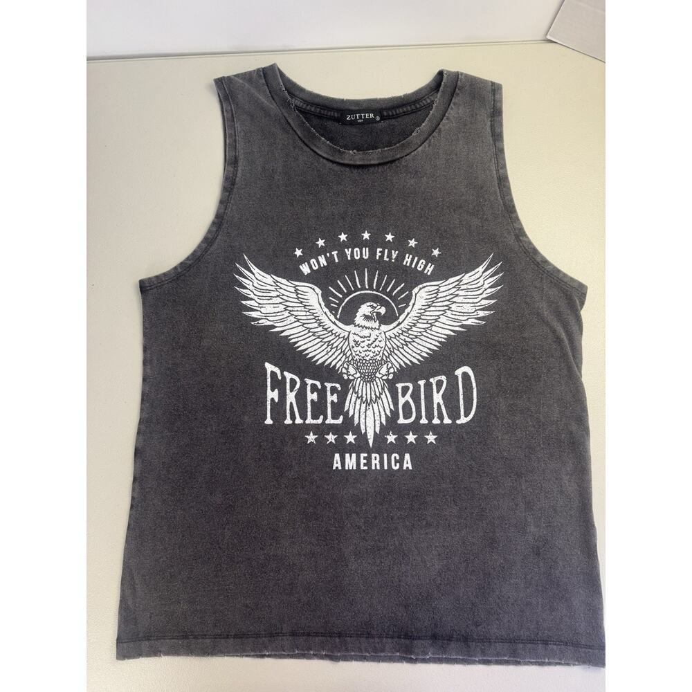 Lot of 2 Zutter Graphic Muscle Tanks American Made and Free Bird America - Picture 6 of 13